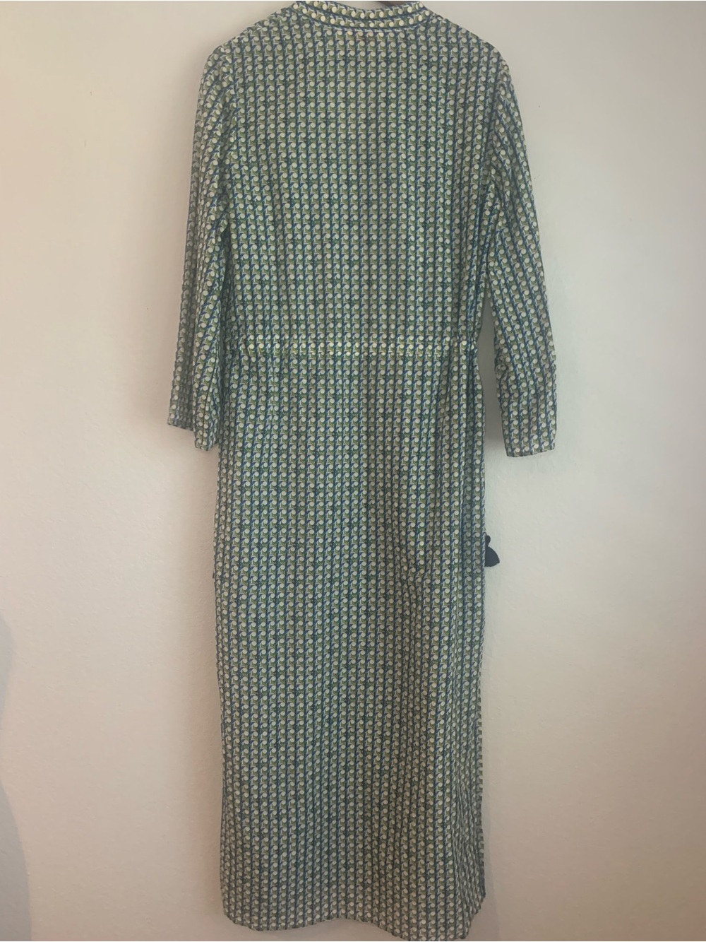 Tory Burch Basket Weave Geo Logo Cotton Caftan Maxi Dress Size M - Picture 4 of 7